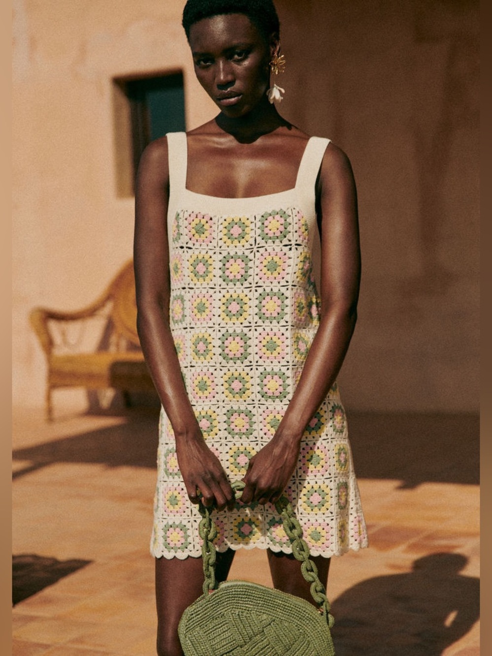 Sézane Anatolie Organic Cotton Crochet Short Dress XS - Picture 8 of 8